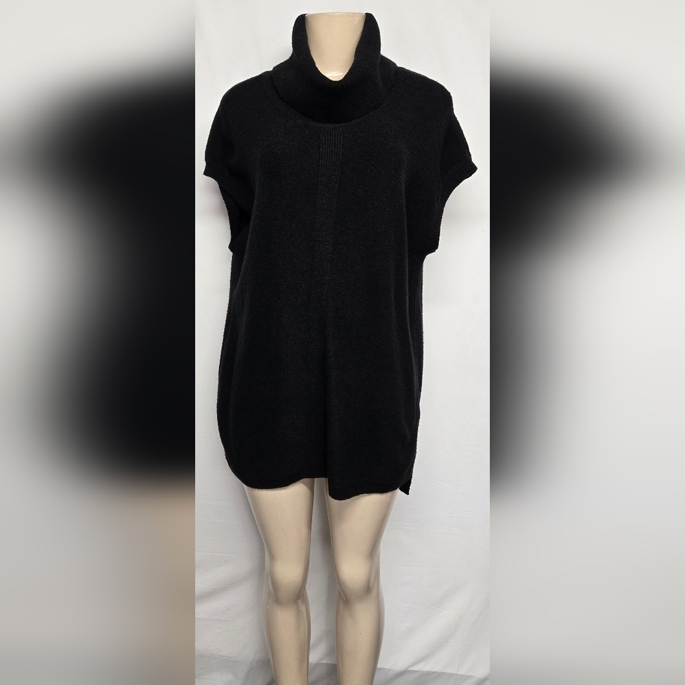 Croft & Barrow XL Stretch Knit Cowl Neck Sweater Sleeveless Black Long Length